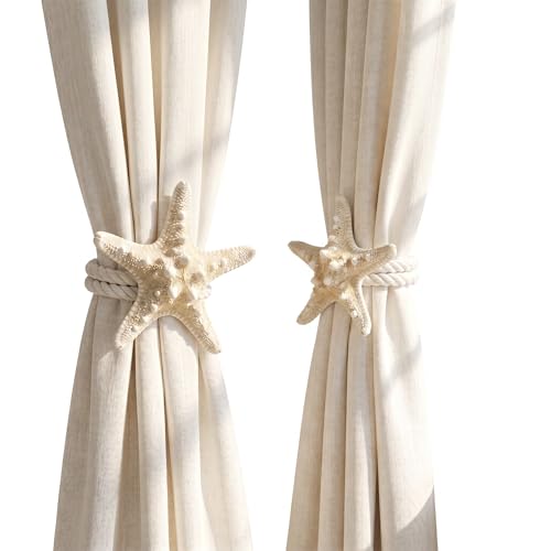 Natural Starfish Rope Curtain Tiebacks - 2 Pack Coastal Decor