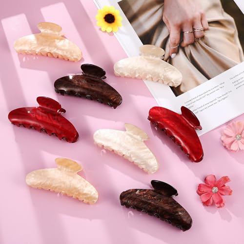 8 Pcs Large Acrylic Hair Claw Clips, 3.94 Inch Non-Slip Jaw Clamps