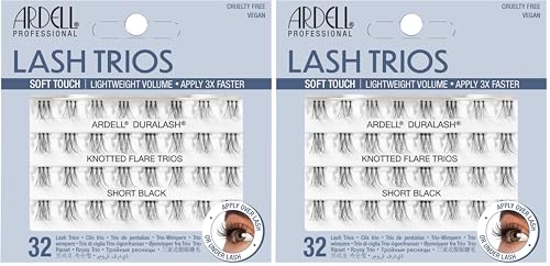 Ardell Soft Touch Trio Individuals Knotted Short Black Lashes Pack of 2 (1 Count per Pack)
