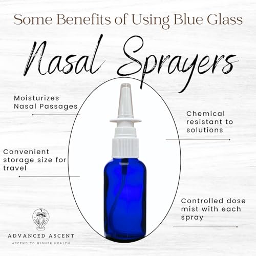 Cobalt Blue Glass 1 oz Bottles with Nasal Sprayer - 3 Pack