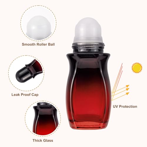Newzoll 50mL Glass Roller Bottles - Black Red Gradient, 4 Pack