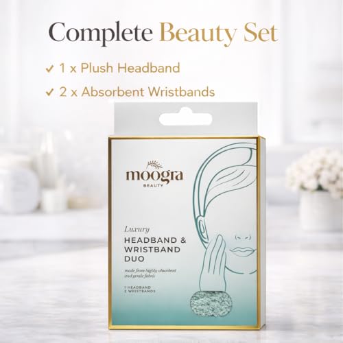 Sage Green Luxury Spa Headband & Wristbands Set for Skincare