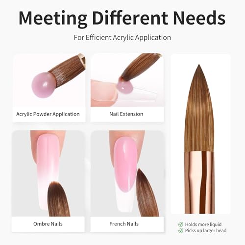 Varnishea Pure Kolinsky Acrylic Nail Brush - Size 4 Rose Gold & Brown Handle