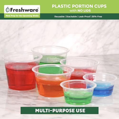Freshware 1 Ounce Plastic Portion Cups - 250 Count for Meal Prep & Sauces