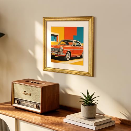 Upsimples 10x10 Vintage Picture Frame in Gold - Dual Size Display