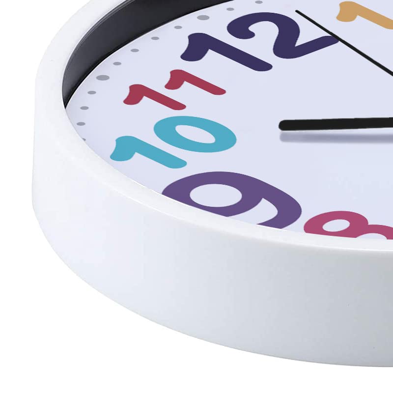 Silent 9-Inch Wall Clock for Kids - Colorful Quartz Design