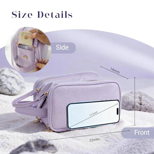 Large Travel Makeup Bag - Waterproof Cosmetic Organizer - Purple