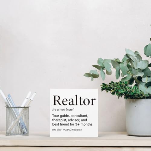 Realtor Definition Sign | Humorous 5x5 Inch Gift for Realtors