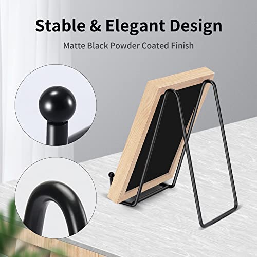 Kruodop 6-Inch Black Metal Plate Stands - 5 Pack Display Holders