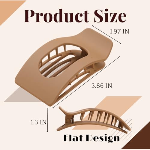 Drealoe 8 Pack Large Flat Hair Clips - Multi-Color Matte Rectangle Claw Clips for Thick & Thin Hair