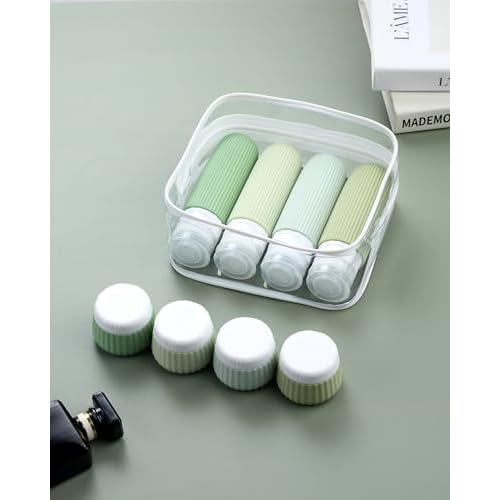 Mrsdry Travel Bottles 8 Pack, TSA Approved 3 oz Travel Containers with Clear Bag, Leak Proof Silicone Squeezable Essentials Jars