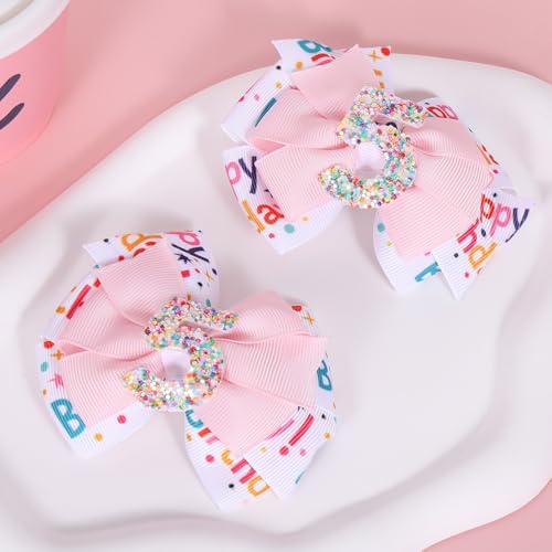 5th Girl Birthday Hair Bow Clips 2-Pack Glitter Pink Celebrate Kids & Teens