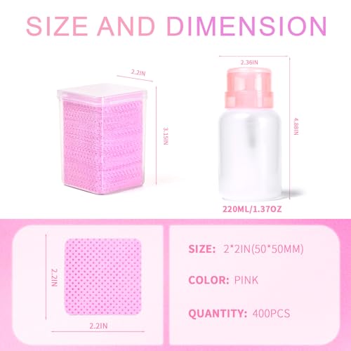 SHEERBLISS 400pcs Lint-Free Nail Wipes with Lockable Pump Dispenser