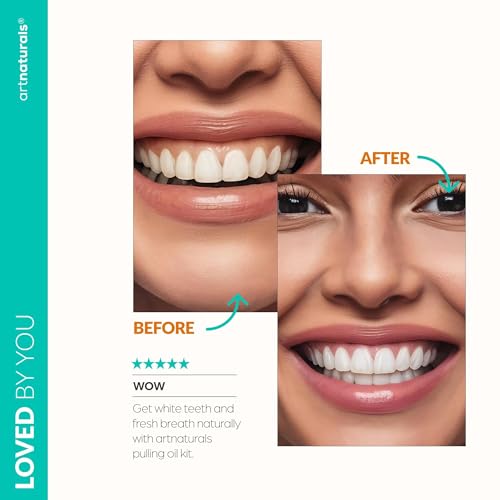 ArtNaturals Coconut Oil Pulling Kit with Bamboo Toothbrush & Tongue Scraper