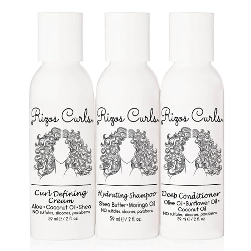 Rizos Curls 3-Piece Travel Kit: Hydrating Shampoo, Conditioner & Curl Cream