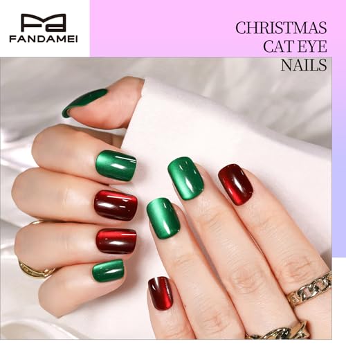 Fandamei Press on Nails Kit - 576PCS Short Cat Eye & French Tip