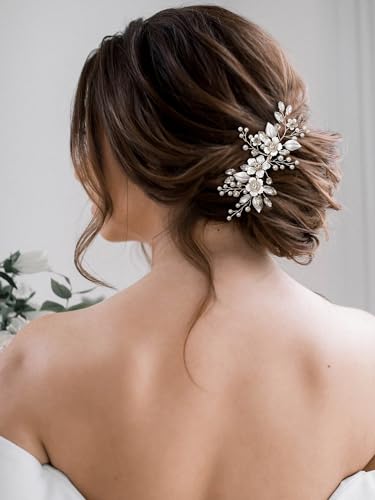 Silver Bridal Hair Comb with Crystals & Pearls - Handmade Wedding Hair Accessory