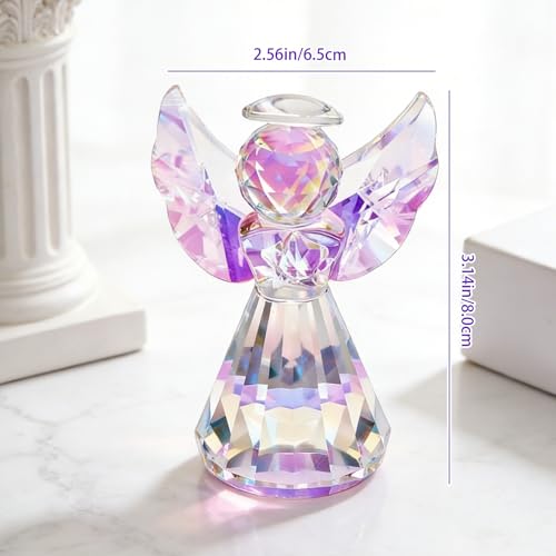 3-Inch Crystal Guardian Angel Figurine - Elegant Home Decor