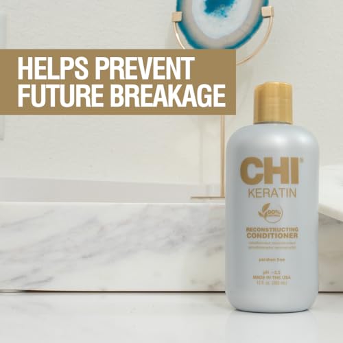 CHI Keratin Reconstructing Conditioner 12 Fl Oz - Sulfate & Paraben-Free, Strengthens & Moisturizes Damaged Hair (Pack of 1)