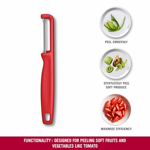 Victorinox Iota Peeler for Fruits & Vegetables - Serrated Blade, Red