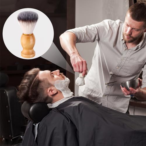 7Pcs Brown Shaving Brush Set with Wooden Handle - Professional Quality