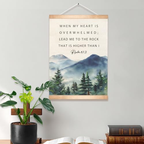 Inspirational Christian Wall Art - Psalm 61:2 Framed Canvas 14x18.5