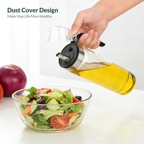 Hotder 500ml Olive Oil Dispenser Bottles - Glass, Non-Drip Spout, Easy Refill (2-Pack)