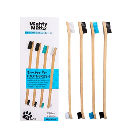 Mighty Mutt Bamboo Dog & Cat Toothbrush - Double-Sided, 4 Pack
