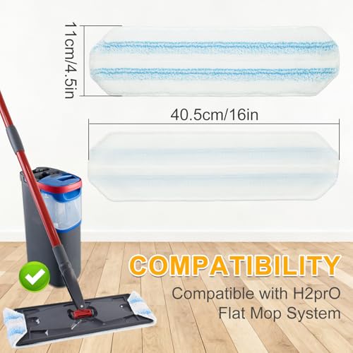 Microfiber Mop Pads for OCedar H2prO Flat Mop - 6 Pack Replacements