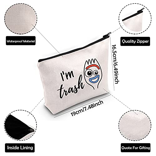 ZJXHPO Forky I'm Trash Makeup Bag - Waterproof Zipper Pouch