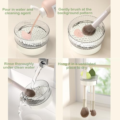 Purple 360° Rotating Makeup Brush Organizer with Drying & Cleaning Function - Iilnlaty