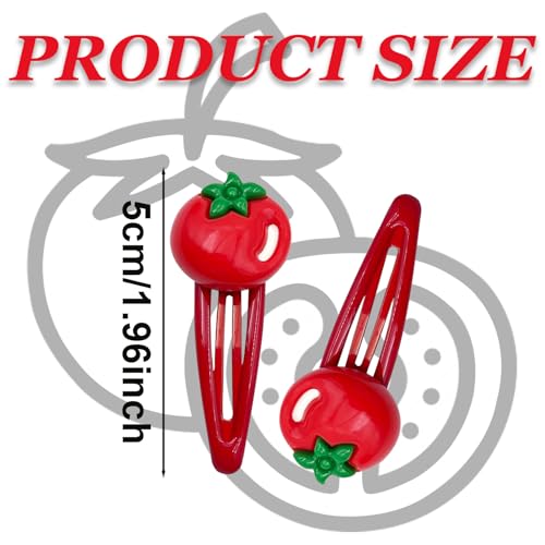 Cute Tomato Hair Clips - 20 Pcs Fruit Barrettes for Kids & Adults