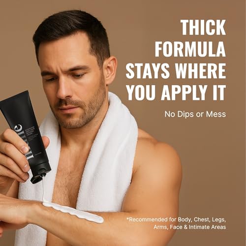 Superior Mane Razorless Hair Removal Cream for Men ? Painless Body & Intimate Hair Removal, No Razor Burn ? Rinse-Free Formula with Cooling Effect, Aloe Vera, Witch Hazel & Green Tea ? 150ml