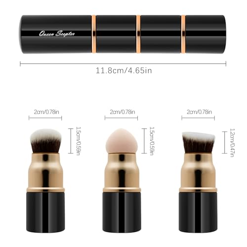 Queen Scepter 3-in-1 Makeup Brush Set for Foundation & Blush