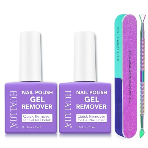 HUALIJIA 2-Pack Gel Nail Polish Remover Kit 15ml - Fast & Easy at Home