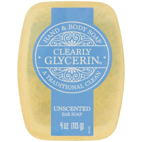 Clearly Glycerin Unscented Bar Soap - 4 Ounce, Pack of 12