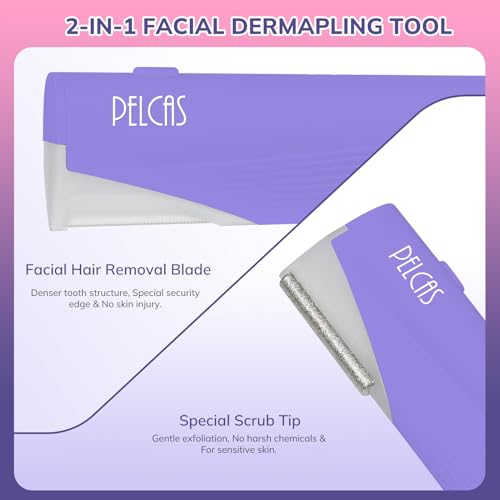PELCAS Electric Dermaplaning Tool - 3-Speed LED Face Razor