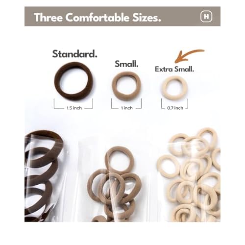 Heliums Extra Small Hair Ties No Damage - Black - Mini 0.7 Inch Tiny Soft Seamless Hair Bands for Toddlers, Braids, Kids Ponytails- 40 Count