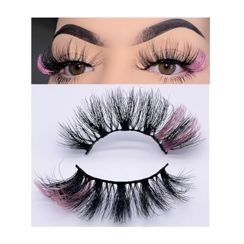 Pink-18mm Miss Kiss Black and Pink Faux Mink Lashes, Reusable, No Glitter