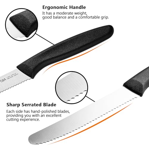 6-Piece Serrated Steak Knife Set with Ergonomic Handles