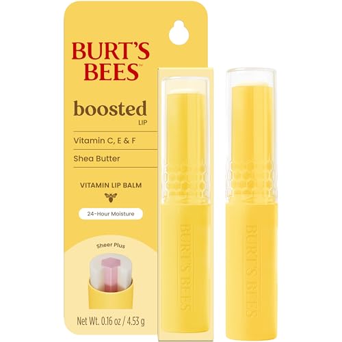 Burt's Bees Boosted Lip Balm Sheer Plus Pack of 2 - Vitamin Nourishing, 24H Moisture, Sheer Finish, Natural Lip Care
