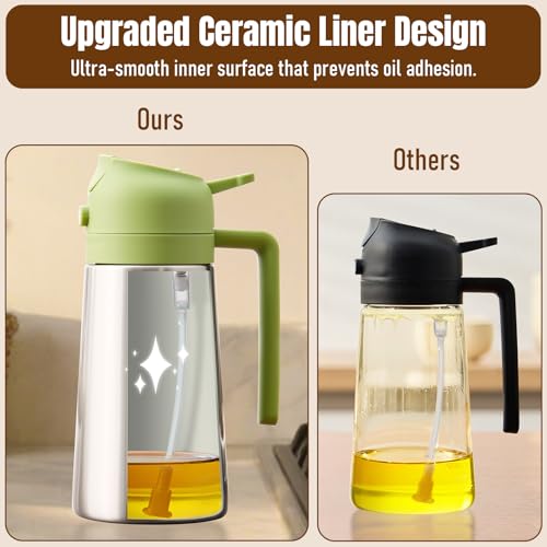 PARACITY 16oz Stainless Steel Oil Sprayer & Dispenser - 2-in-1 with Anti-Drip Nozzle