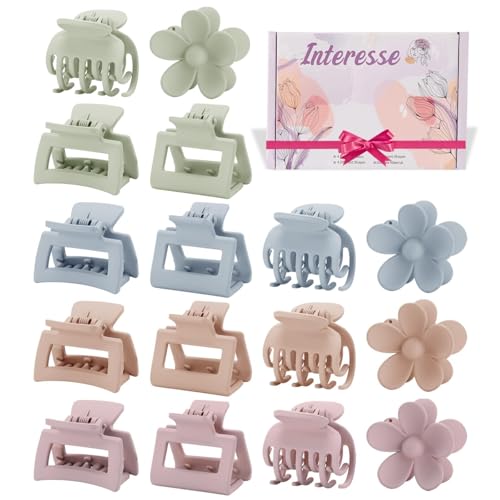 Interestse 16Pcs Macaroon Color Small Claw Hair Clips for Thin & Thick Hair