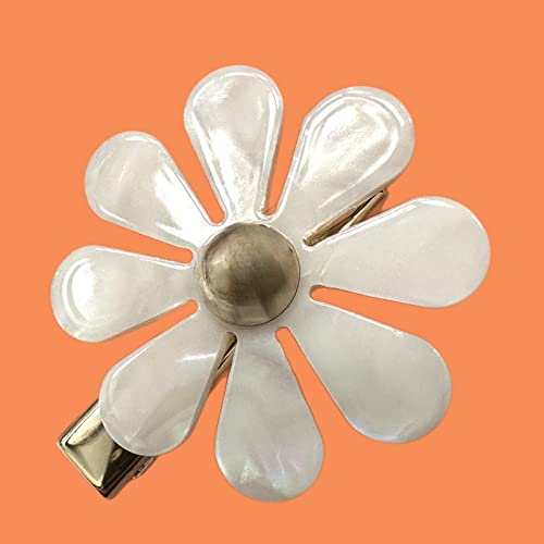 Alazco 2 Pack Flower Hair Clips with Pearly Petals - Daisy Style, 1.25"