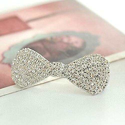 Ruihfas 2Pcs Crystal Rhinestone Mini Hair Bow Barrettes for Women & Girls