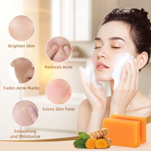 HOYEHOLA Kojic Acid & Turmeric Soap Bar for Dark Spots - 4 Pack