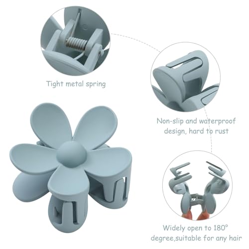6PCS Matte Flower Hair Clips - Large Claw Clips for Women