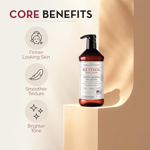 Rosen Apothecary Retinol Body Lotion 16oz – Anti-Aging Firming Moisturizer for Crepey Skin