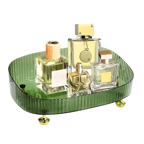 Elegant Dark Green Perfume Organizer Tray for Makeup & Skincare