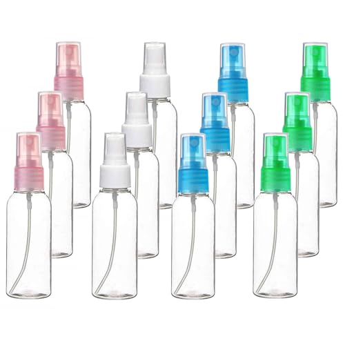 SINIDE 30ml Refillable Spray Bottles 12-Pack Mix Colors Travel Perfume Misters